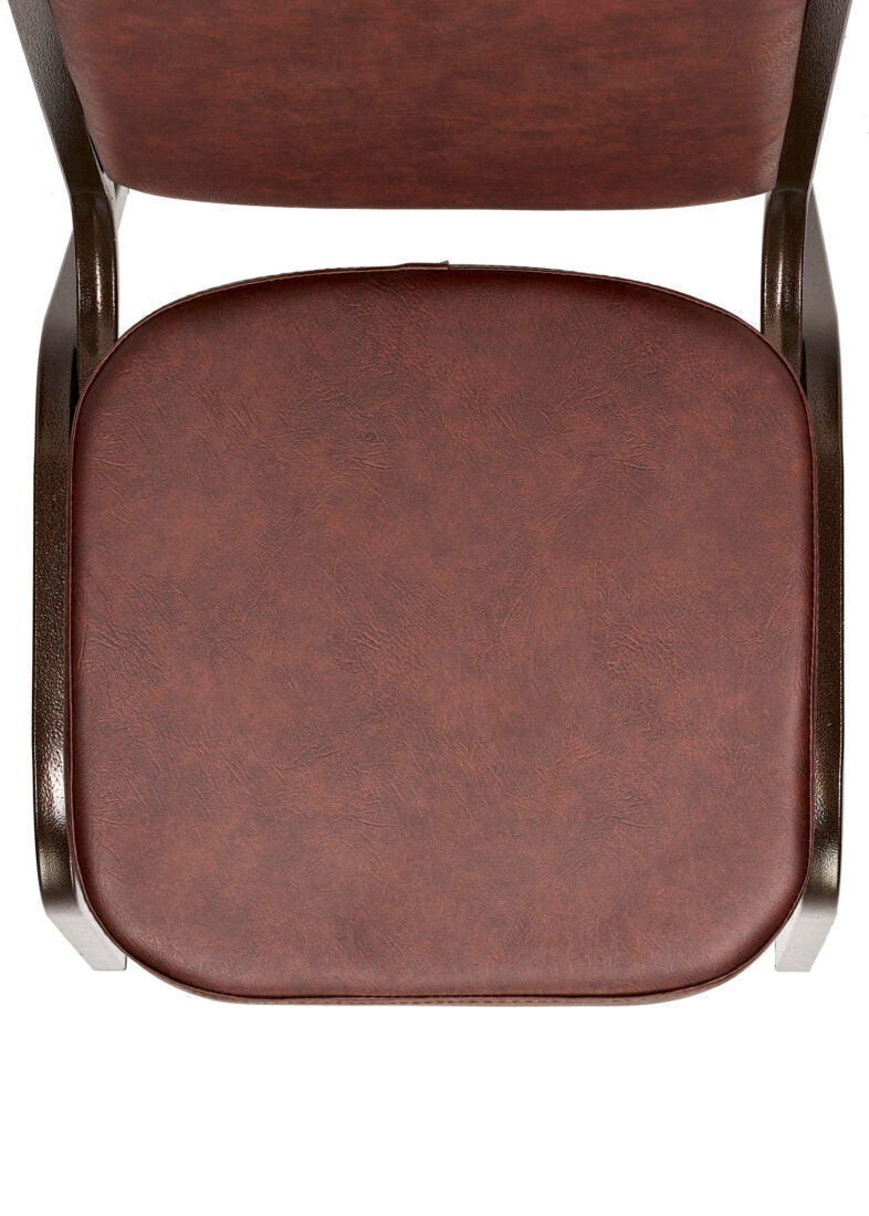 Brown Vinyl on Copper Vein Steel Frame Square Back Banquet Chair by Chivari CQSVBR-ZF-T