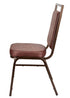 Brown Vinyl on Copper Vein Steel Frame Square Back Banquet Chair by Chivari CQSVBR-ZF-T