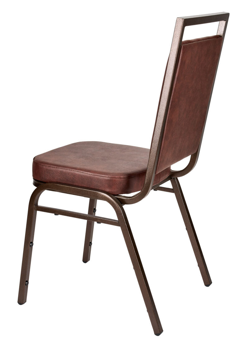 Brown Vinyl on Copper Vein Steel Frame Square Back Banquet Chair by Chivari CQSVBR-ZF-T