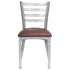 Chivari Ladder Back Restaurant Chair with Silver Frame and Brown Vinyl Seat CLMSVBR-ZF-KT