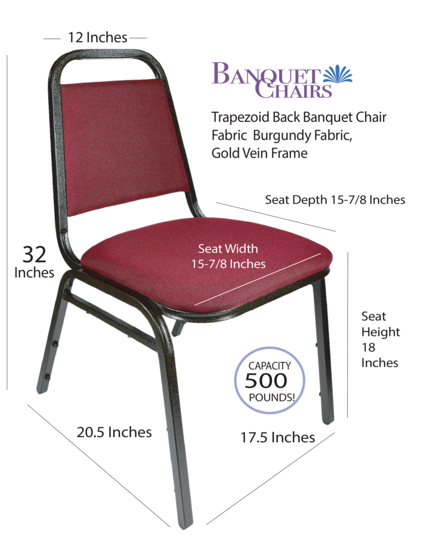 Burgundy Fabric on Gold Vein Frame Trapezoid Banquet Chair CQTFBU-ZF-T