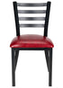 Ladder Back Restaurant Chair with Black Metal Frame and Burgundy Vinyl Seat