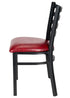 Ladder Back Restaurant Chair with Black Metal Frame and Burgundy Vinyl Seat