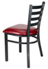 Ladder Back Restaurant Chair with Black Metal Frame and Burgundy Vinyl Seat