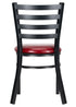 Ladder Back Restaurant Chair with Black Metal Frame and Burgundy Vinyl Seat