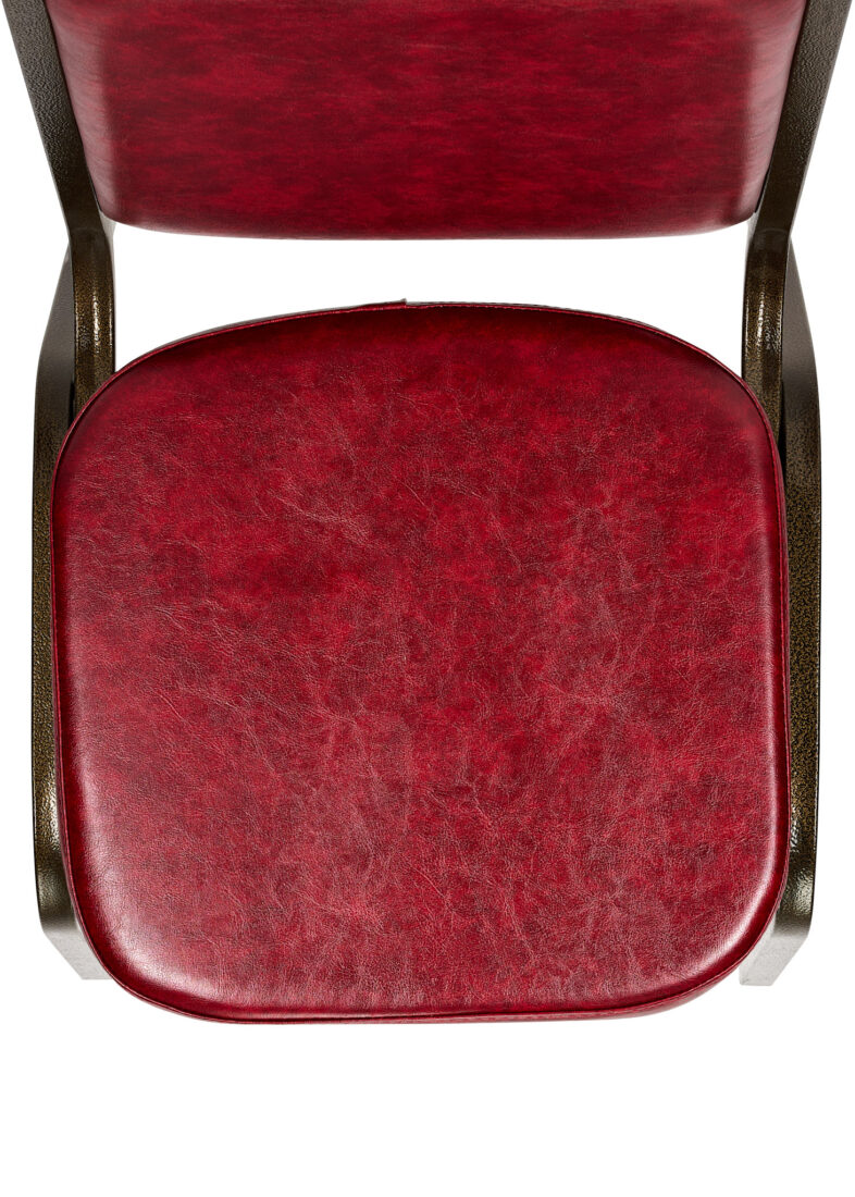 Burgundy Vinyl on Gold Vein Steel Frame, Square Back Banquet Chair by Chivari CQSVBU-ZF-T