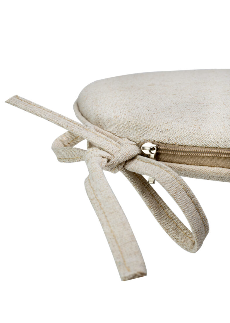 Natural Burlap Thin Cross Back Chair Cushion with Tie Straps CUSHXBACKTIE-BUR-COT-TAN-ZG-T