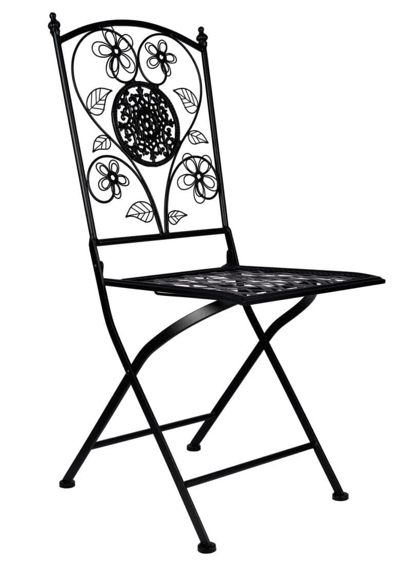 Chivari Rustic Matte Black Barcelona Bistro Folding Chair CBBMB-AX-T