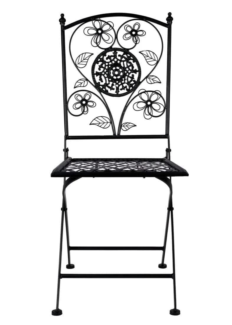 Chivari Rustic Matte Black Barcelona Bistro Folding Chair CBBMB-AX-T