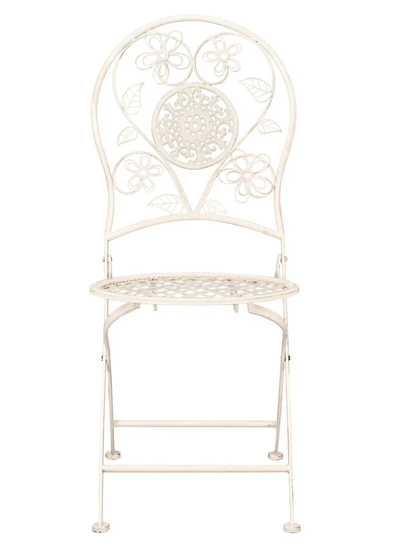 Chivari Barcelona Bistro Chair Antique White with Round Seat and Back CBBMRW-AX-T