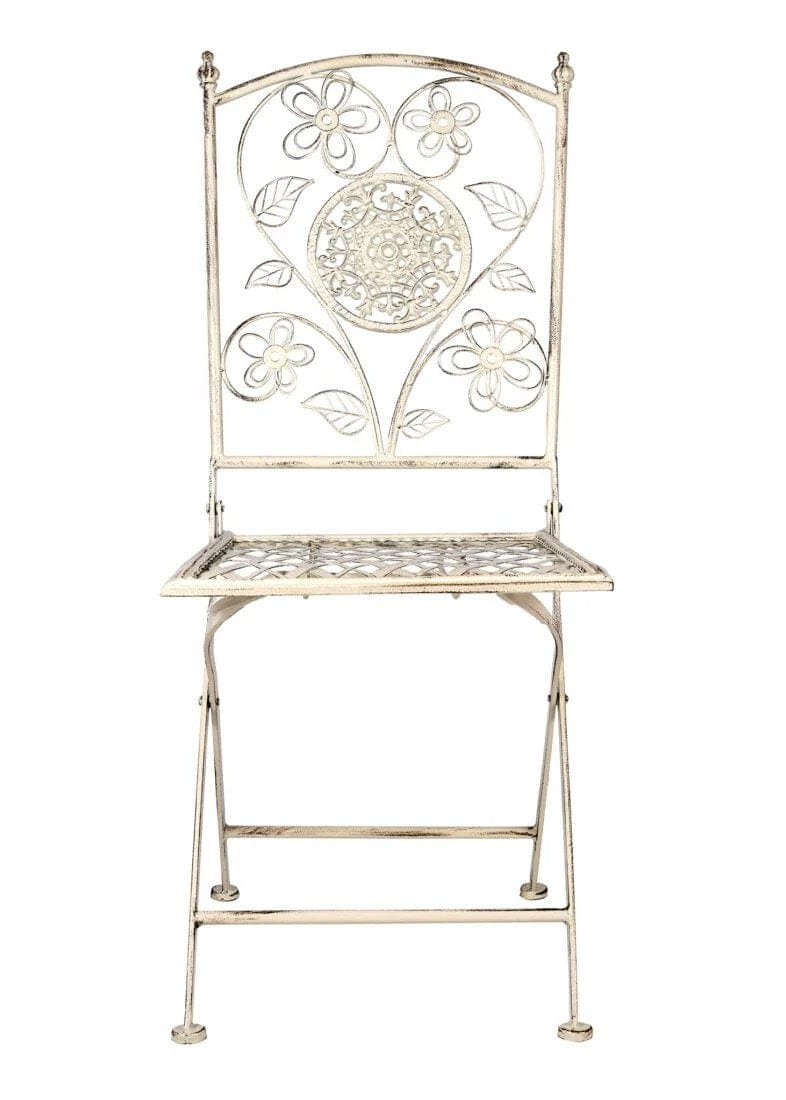 Chivari Antique White Barcelona Bistro Folding Chair CBBMW-AX-T