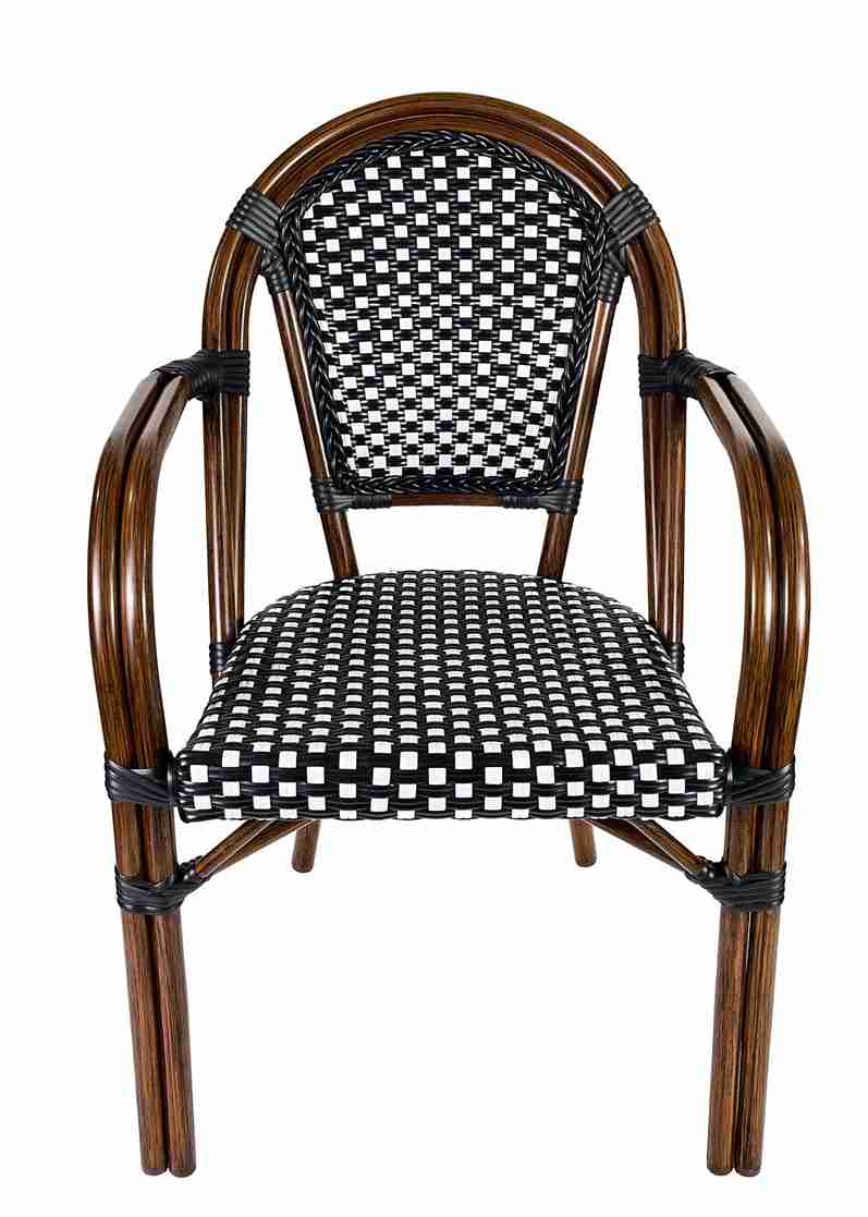 Black and White French Bistro Chair Patio Dining with Arms