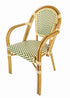 Toulouse Beige and Green French Bistro Patio Dining Chair with Arms CBPAW-AX-T