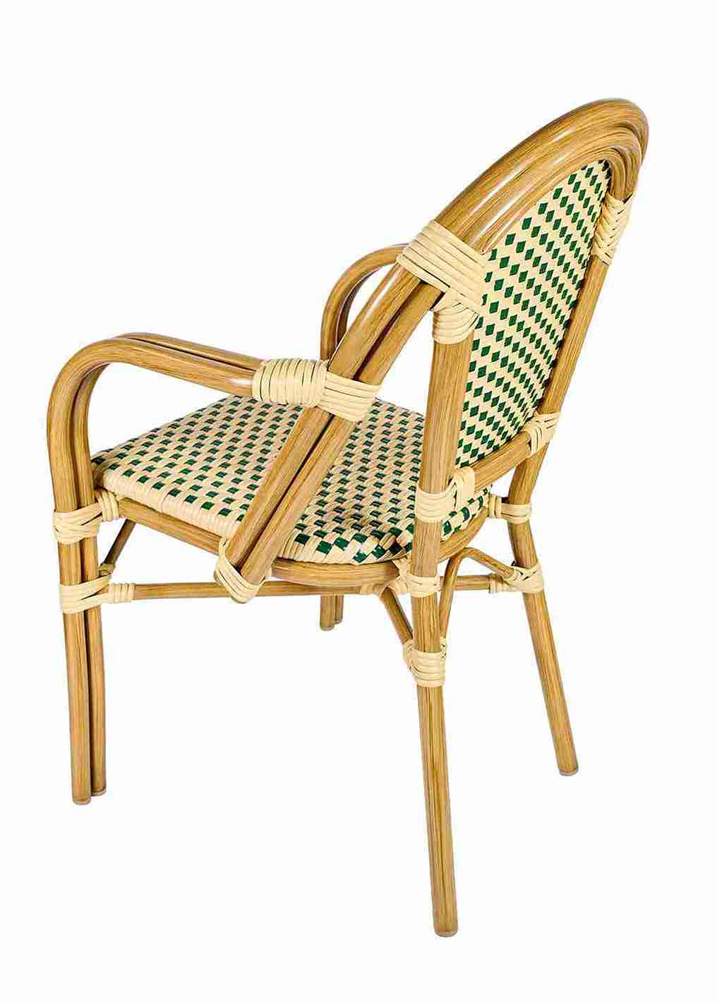 Toulouse Beige and Green French Bistro Patio Dining Chair with Arms CBPAW-AX-T
