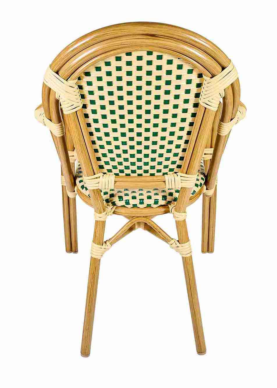 Toulouse Beige and Green French Bistro Patio Dining Chair with Arms CBPAW-AX-T