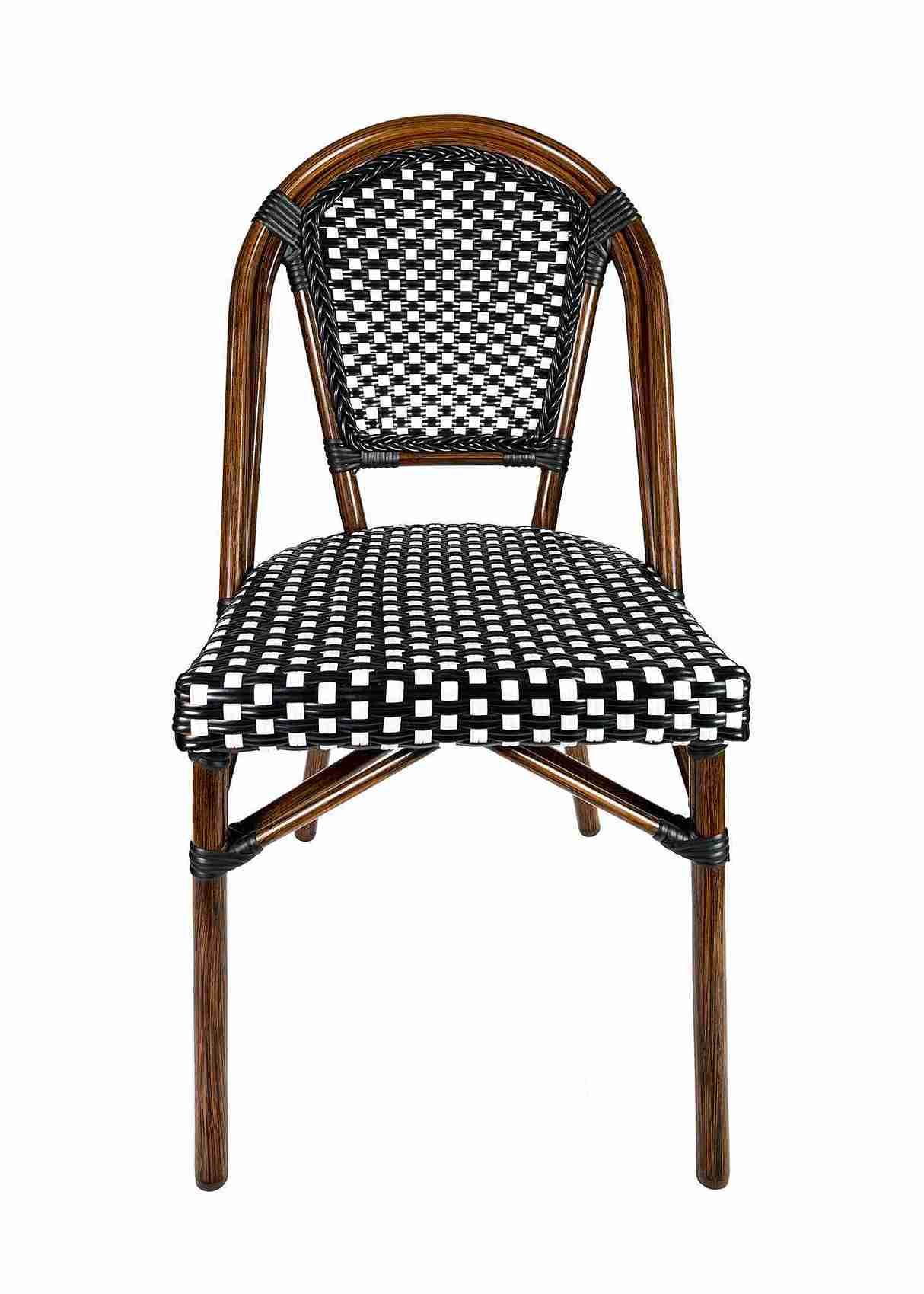Toulouse Black on White French Bistro Patio Dining Chair CBPBLA-AX-T