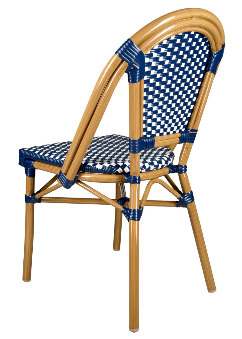 Blue and White, Armless, French Bistro Patio Dining Chair by Chivari CBPBLU-AX-T