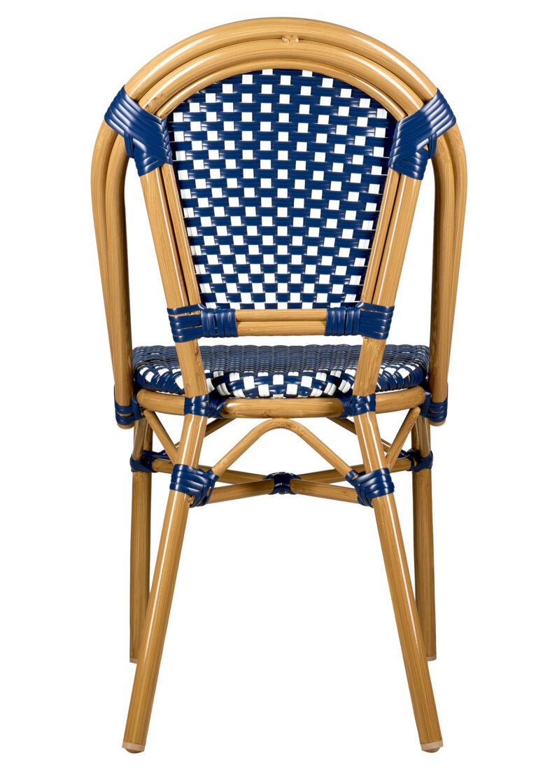 Blue and White, Armless, French Bistro Patio Dining Chair by Chivari CBPBLU-AX-T