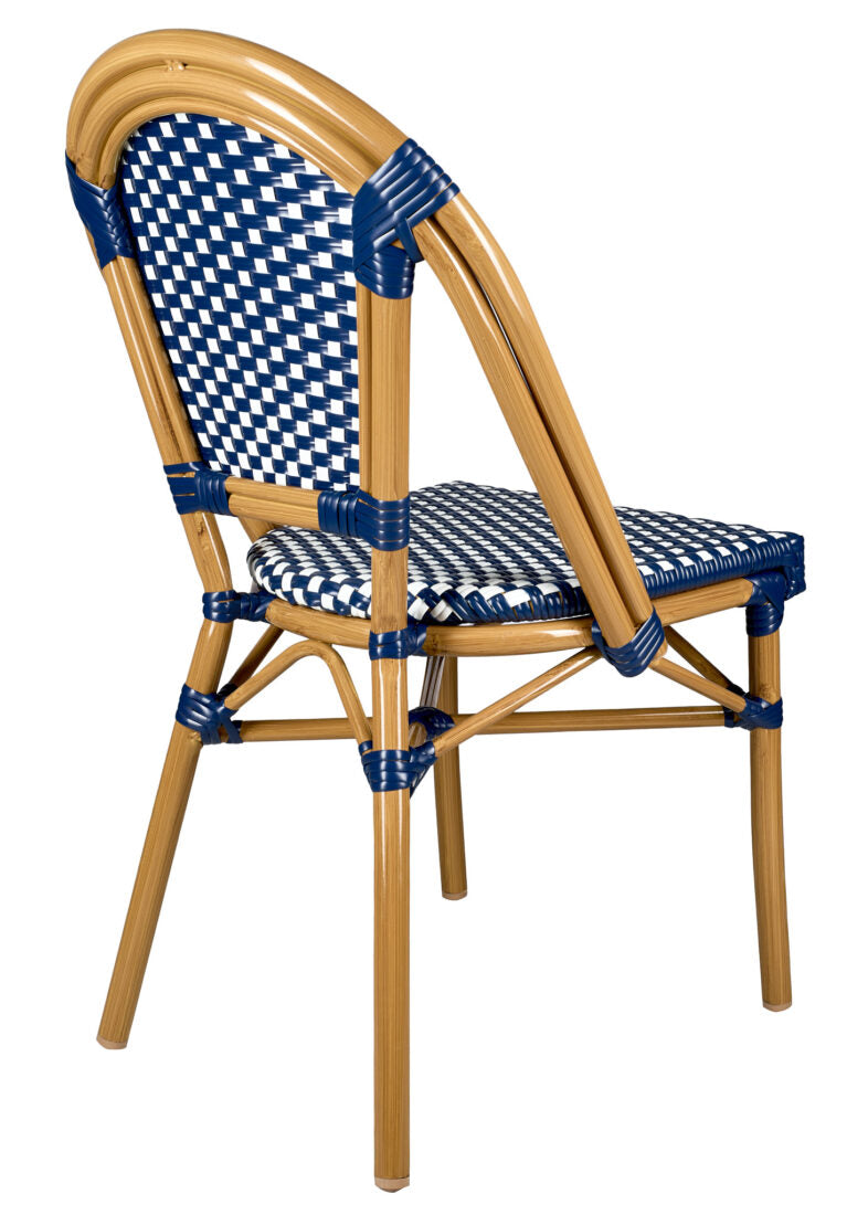 Blue and White, Armless, French Bistro Patio Dining Chair by Chivari CBPBLU-AX-T