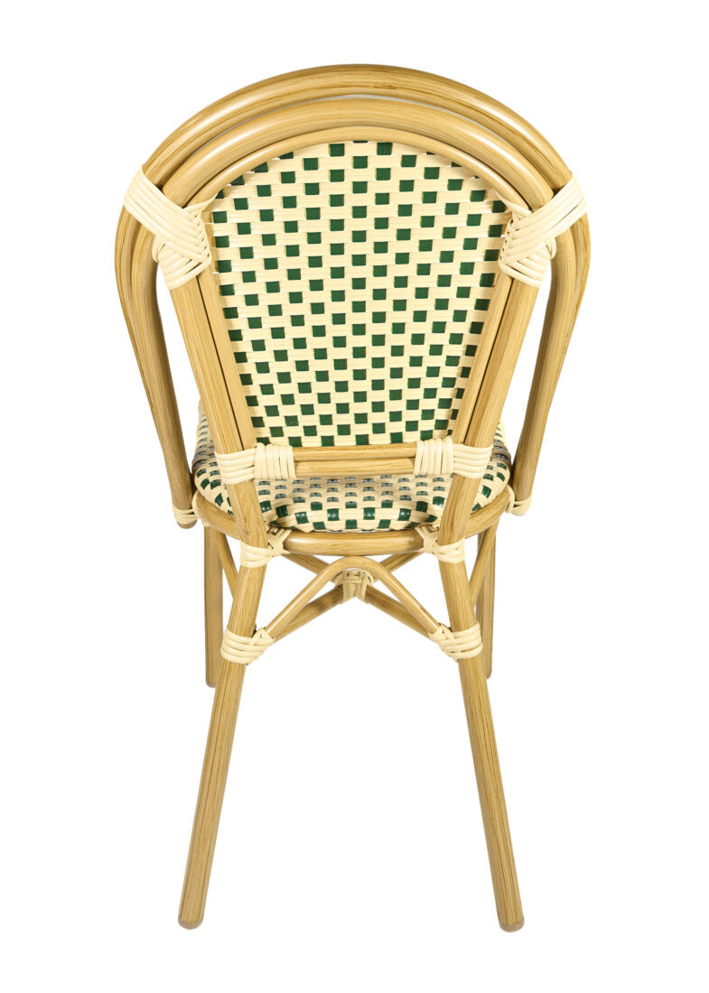 Beige and Green Bistro Chair Armless Back CBPW-AX-1