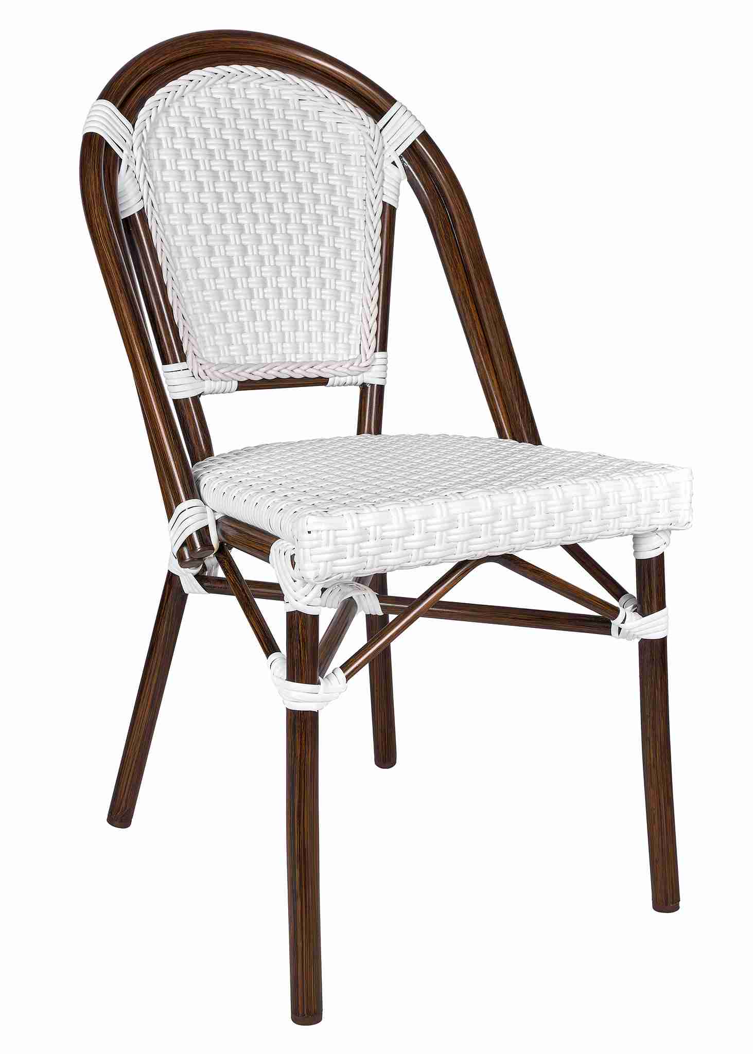 Toulouse White on White Dark Frame French Bistro Patio Dining Chair CBPWD-AX-T
