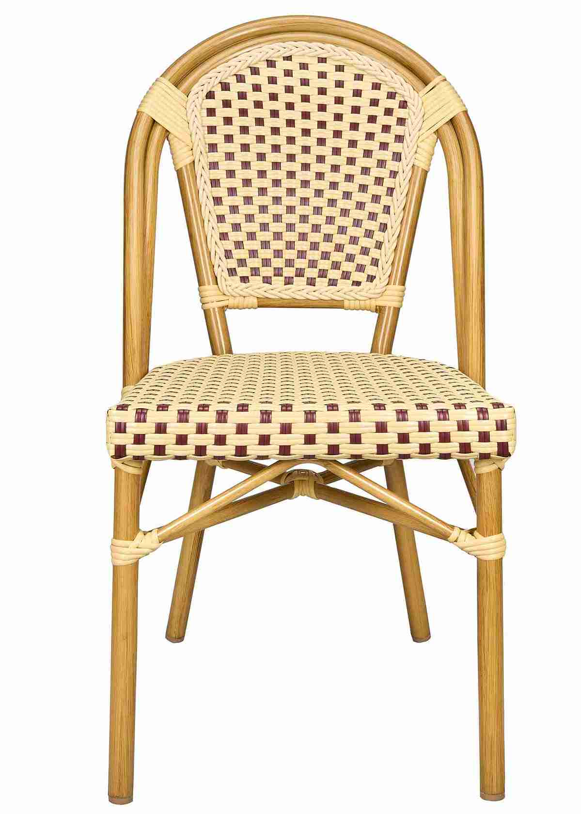 Toulouse Maroon and Beige French Bistro Patio Dining Chair CBPWM-AX-T