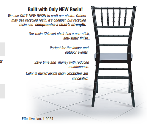 Black ToughResin Monoframe Chiavari Chair Dimensions CCBR-MONO-AX-T