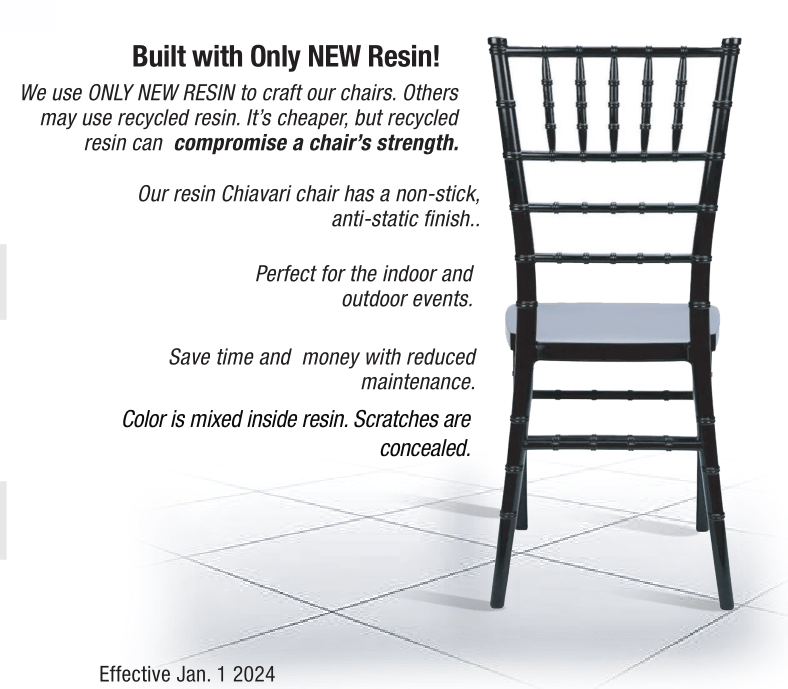 Black ToughResin Thick Seat Unassembled Chiavari Chair  (Per Chair Price Shown - Sold only in Quantities of 2)