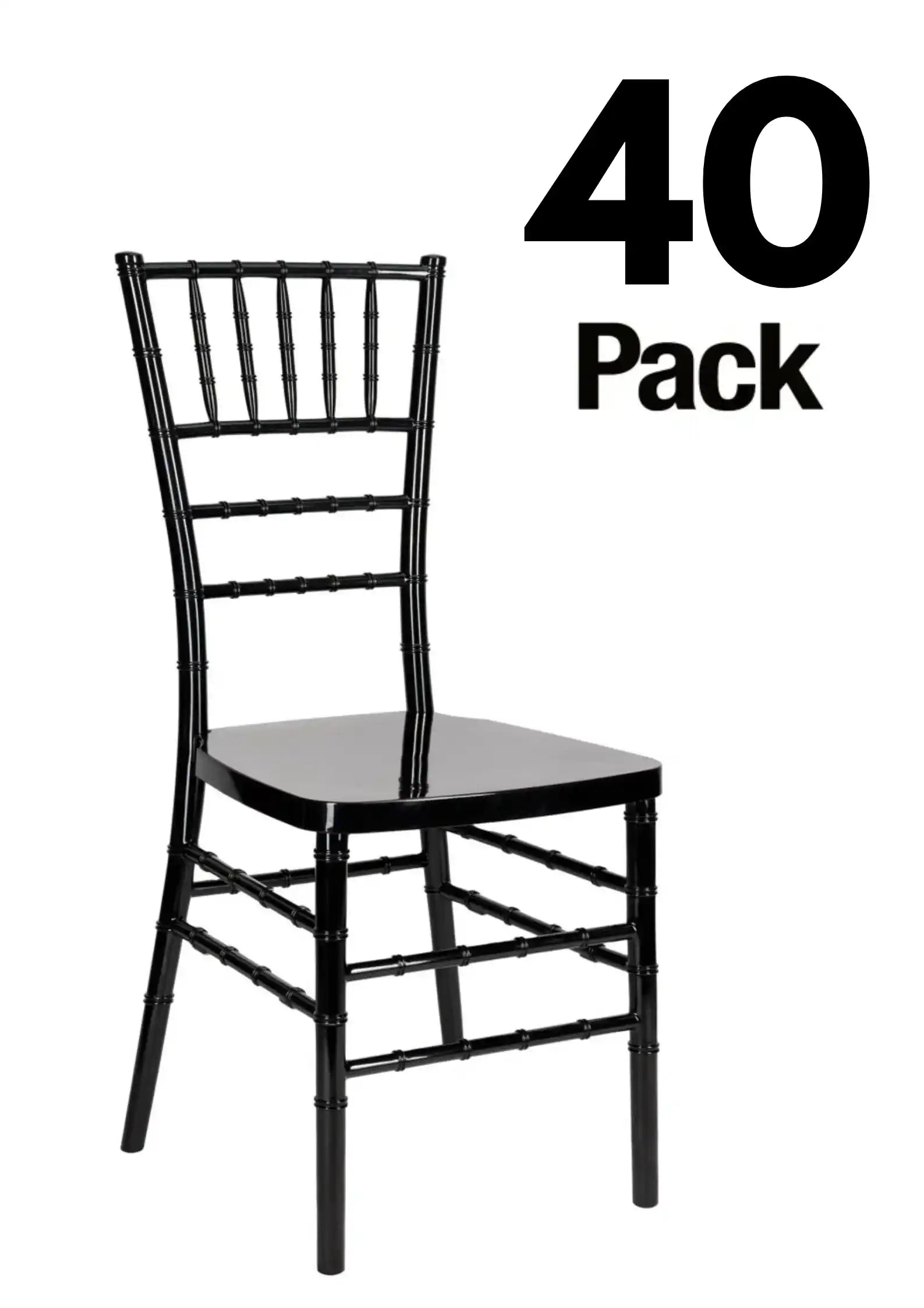 40 Chair Pack Black Steel Skeleton™ Resin Chiavari Chair