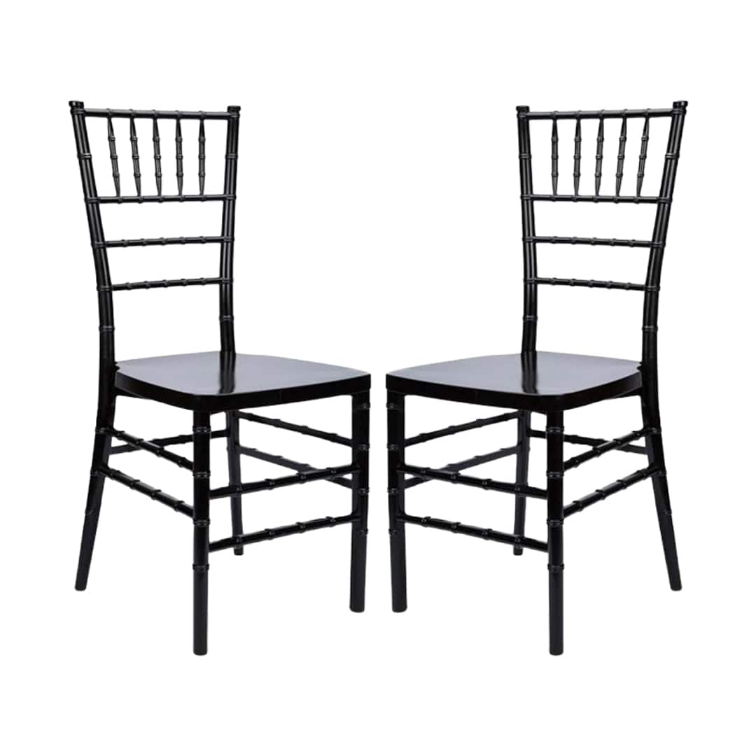 Chivari Black ToughResin Thick Seat Chiavari Chair  - 2 Pack - Some Assembly Required CCRB2-U-ZG-T-2