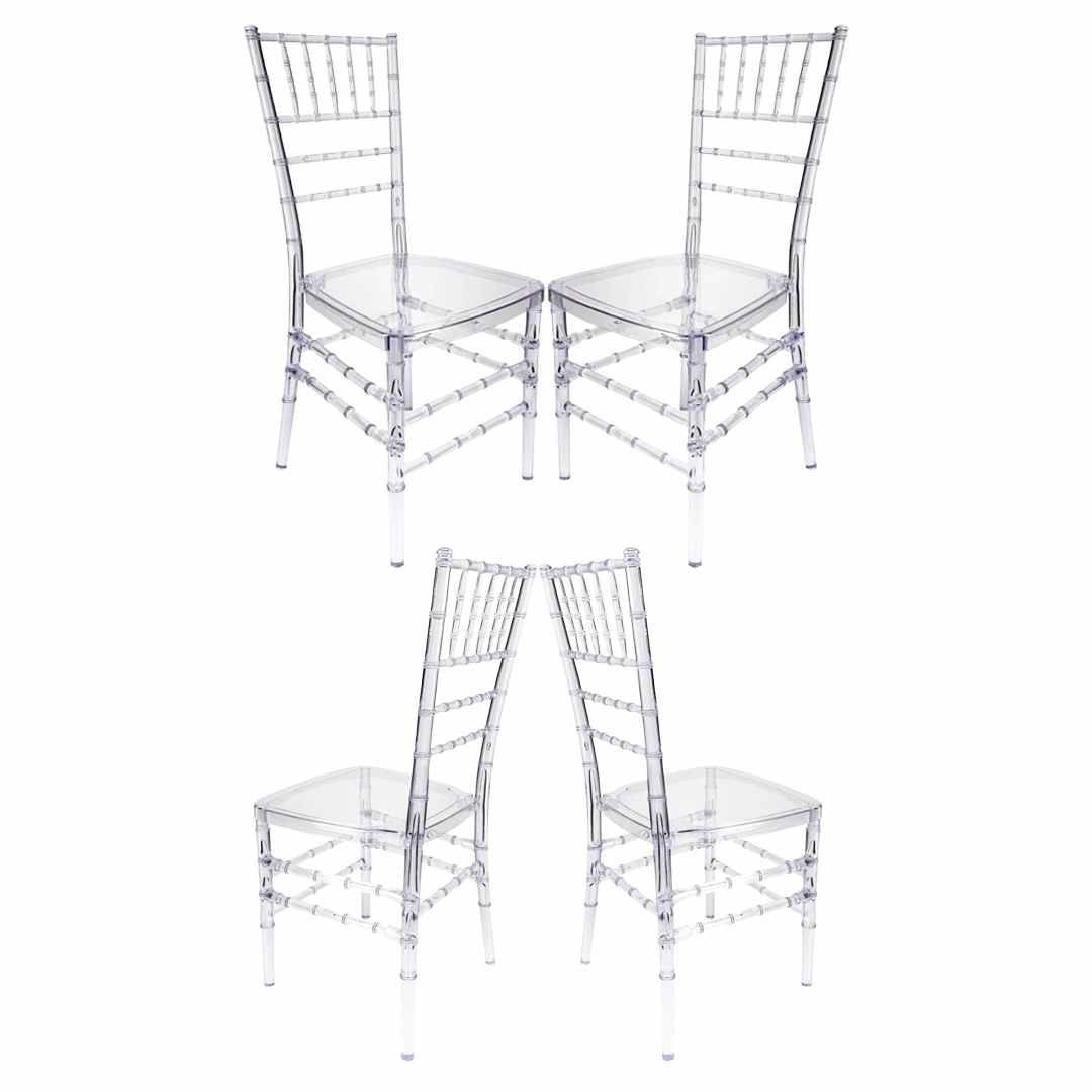 Chivari Clear Resin ProClear™ Stacking Chiavari Chair - 4 Pack - Some Assembly Required CCRC-U-ZG-T-4