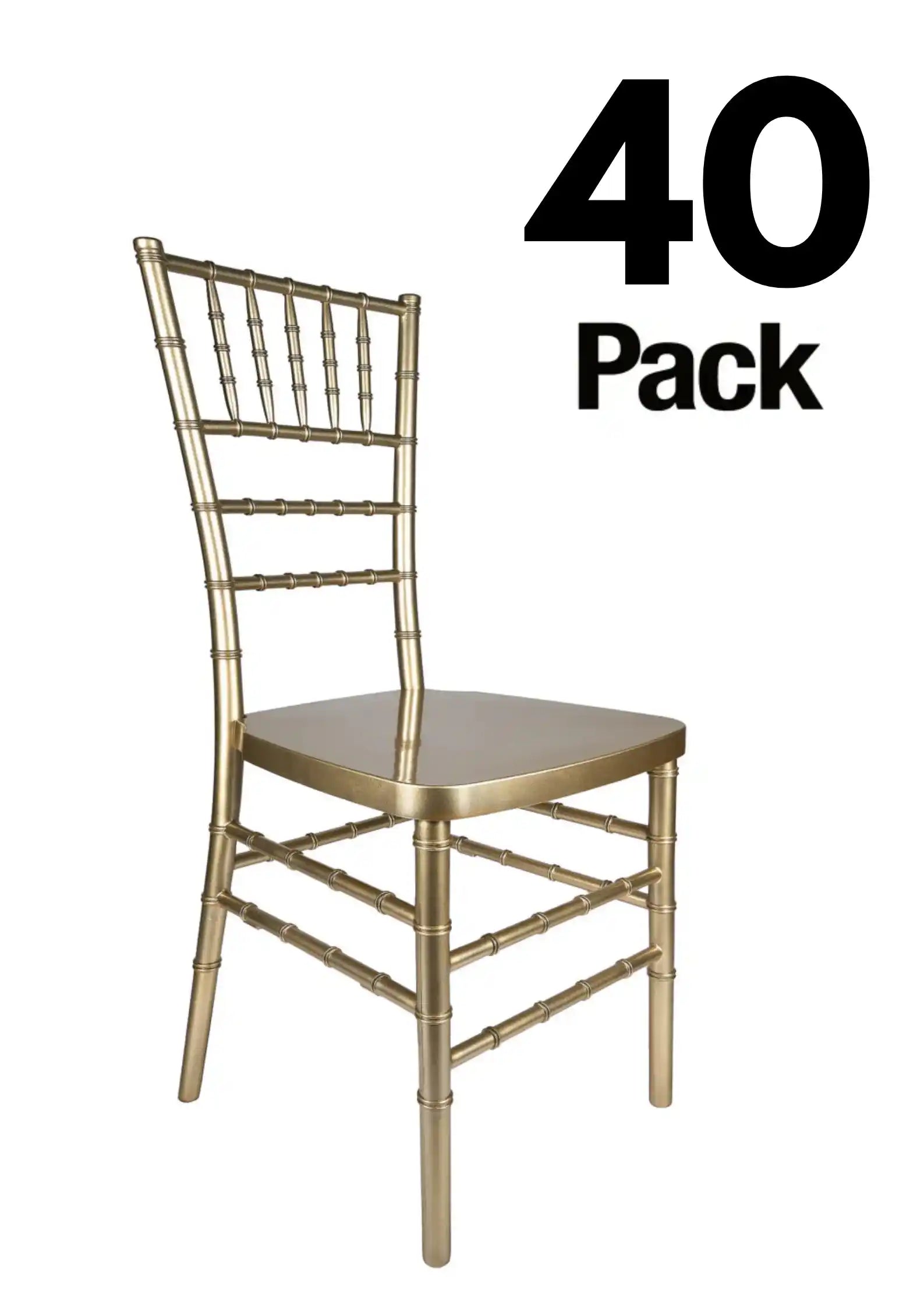 40 Chair Pack Sparkling Gold Champagne Resin Steel Skeleton™ Chiavari Chair