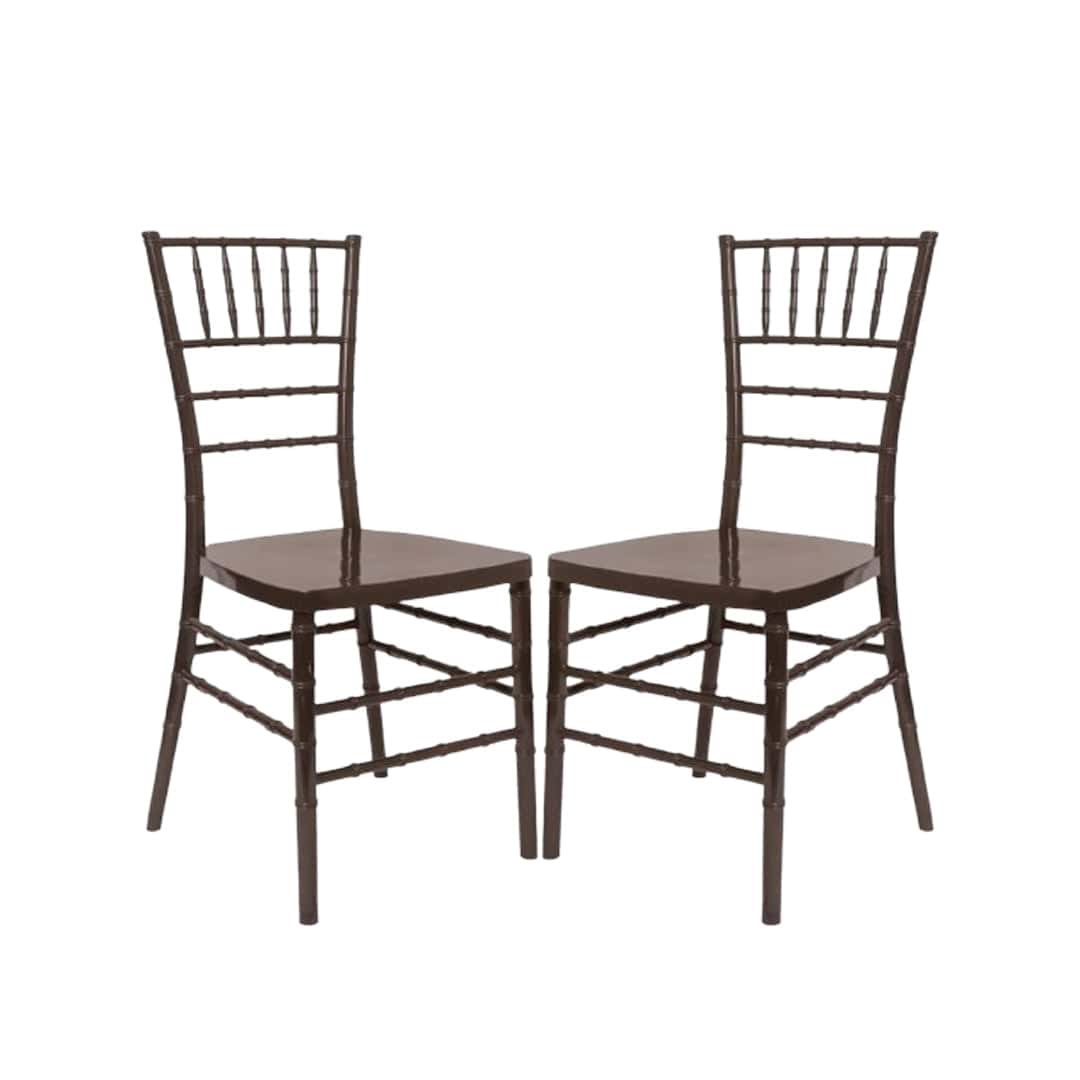 Chivari Fruitwood Resin Steel Skeleton™ Chiavari Chair- 2 Pack - Some Assembly Required CCRF-U2-STEEL-AX-T-2
