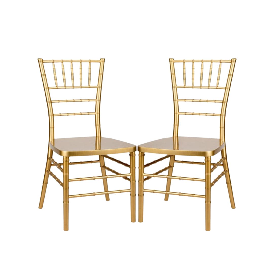 Chivari Gold Bullion Resin Steel Skeleton™ Chiavari Chair- 2 Pack - Some Assembly Required CCRGB-U2-STEEL-AX-T-2