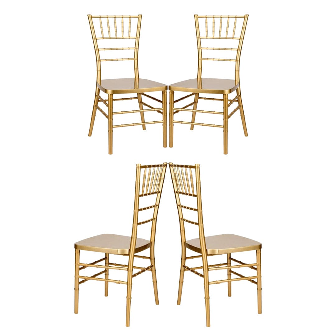 Chivari Gold Bullion Resin Steel Skeleton™ Chiavari Chair- 4 Pack - Some Assembly Required CCRGB-U4-STEEL-AX-T-4
