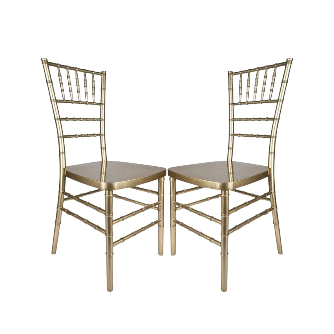Chivari Sparkling Gold Champagne Resin Steel Skeleton™ Chiavari Chair- 2 Pack - Some Assembly Required CCRGSP-U2-STEEL-AX-T-2