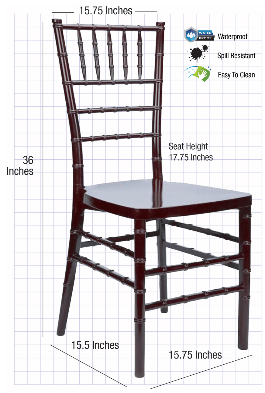 Mahogany ToughResin MonoFrame Chiavari Chair CCRM-MONO-AX-T