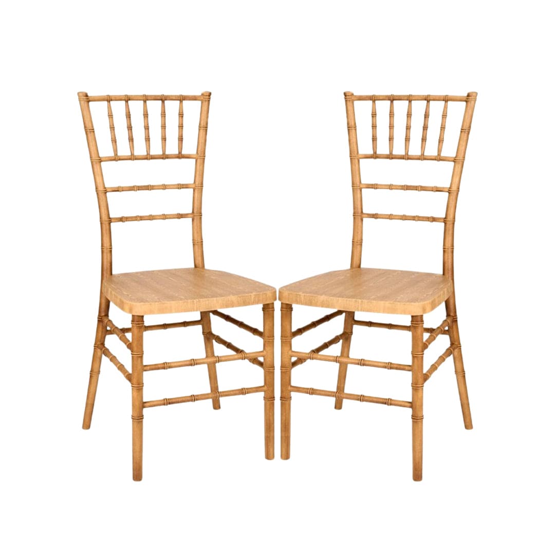 Chivari Natural WoodGrain™ Resin Steel Skeleton™ Chiavari Chair- 2 Pack - Some Assembly Required CCRN-U2-STEEL-AX-T-2