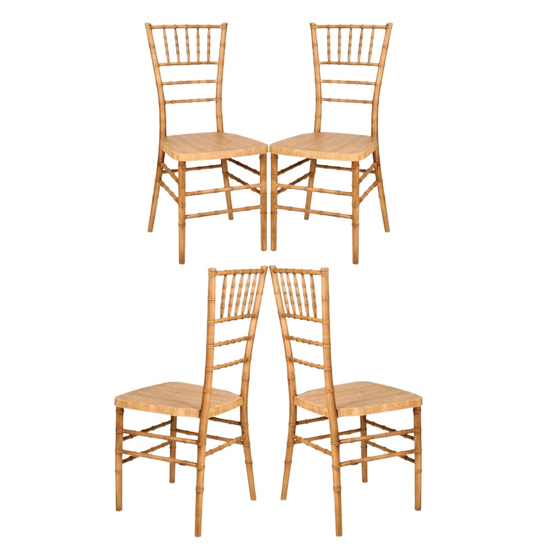 Chivari Natural WoodGrain™ Resin Steel Skeleton™ Chiavari Chair- 4 Pack - Some Assembly Required CCRN-U4-STEEL-AX-T-4