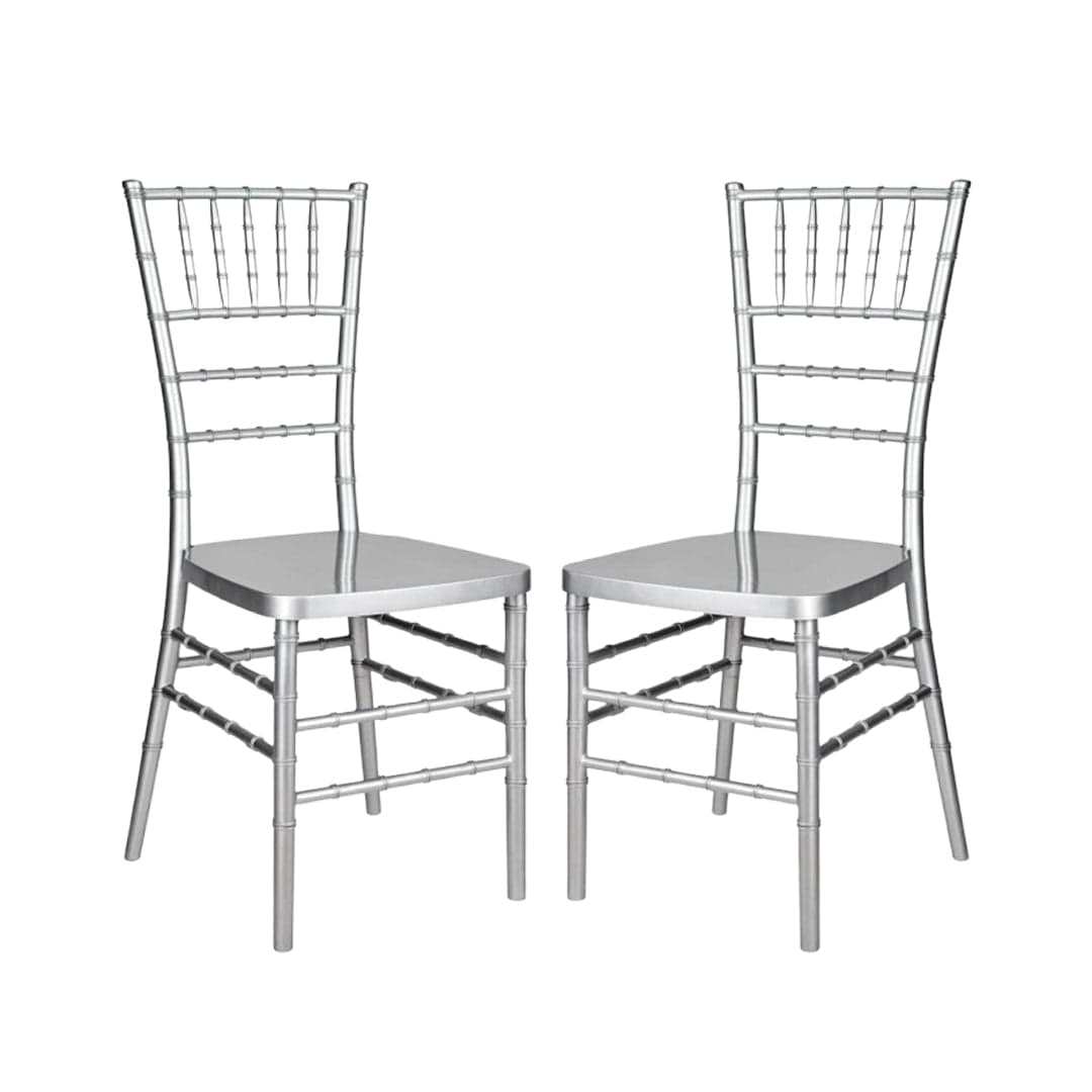 Chivari Silver Resin Steel Skeleton™ Chiavari Chair- 2 Pack - Some Assembly Required CCRS-U2-STEEL-AX-T-2