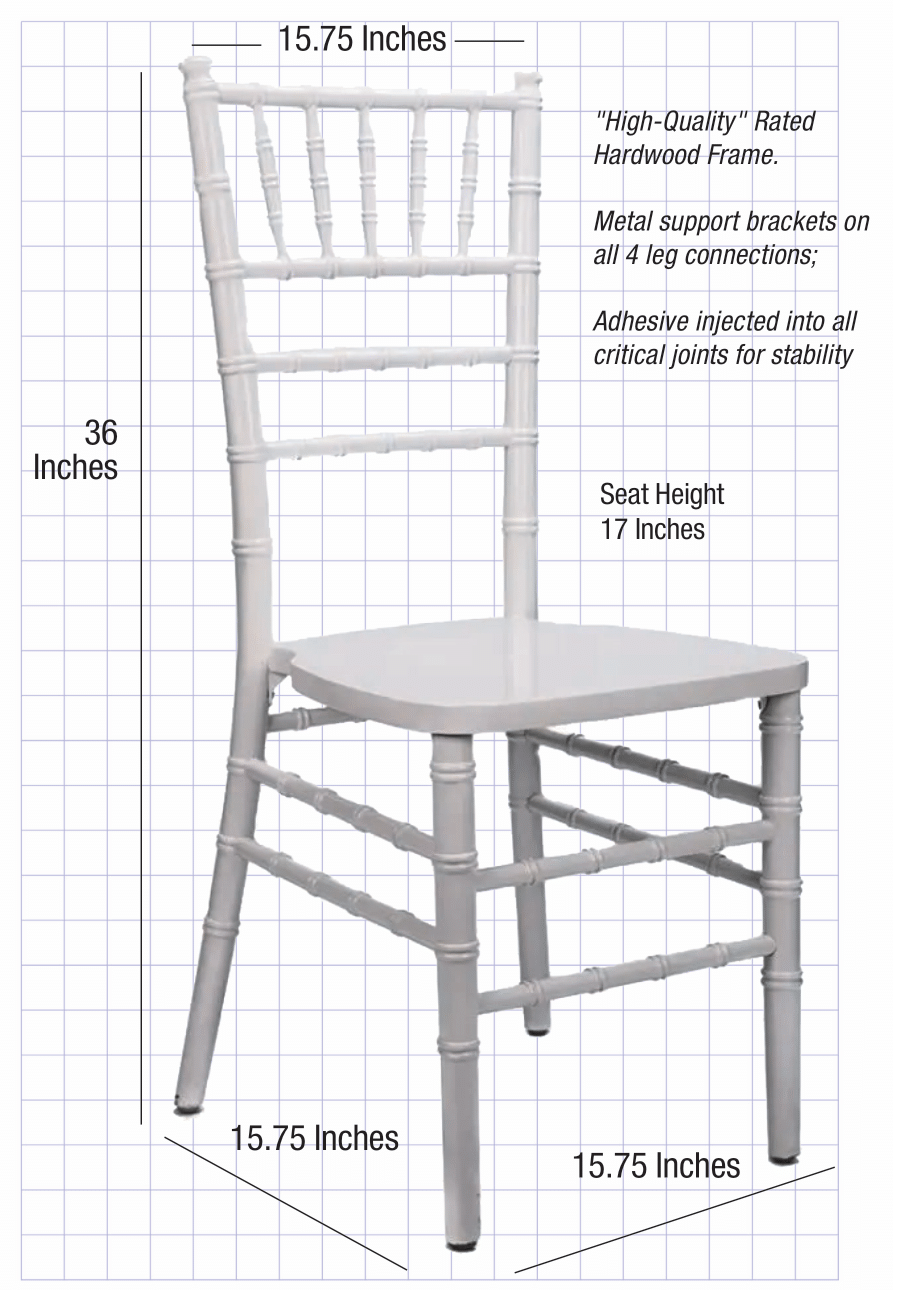 White Toughwood Real Wood Chiavari Chair CCWW-ZG-T