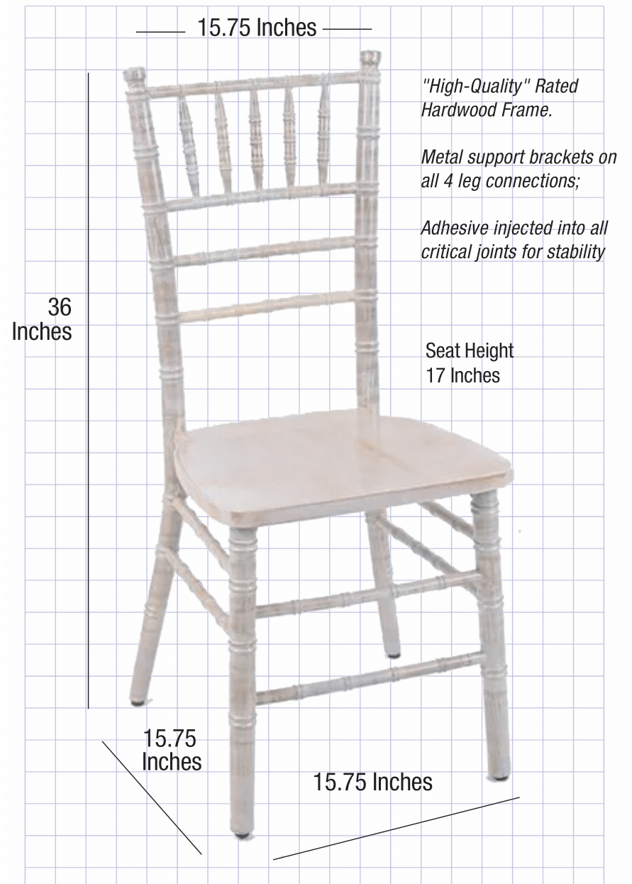 White Distressed Toughwood Real Wood Chiavari Chair CCWWD-ZG-T