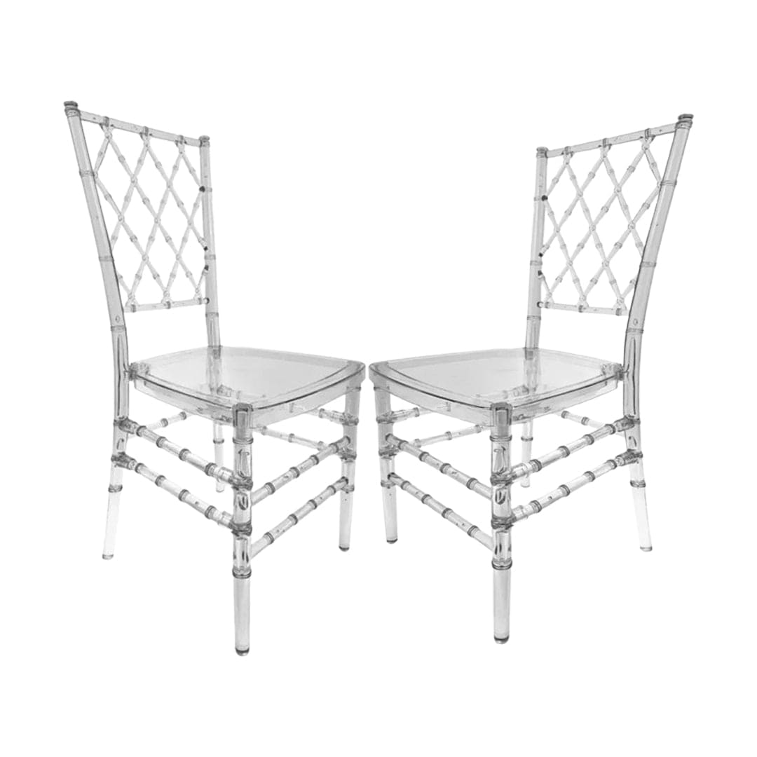 Chivari Clear Resin ProClear Lattice Back Chair - 2 Pack - Some Assembly Required CDRC2-U-ZG-T-2