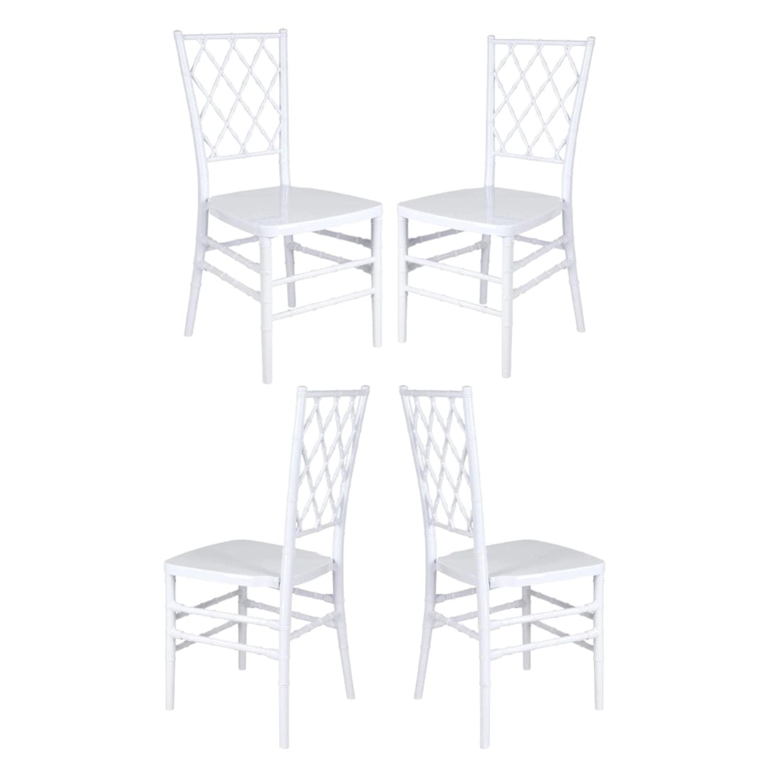 Chivari White Diamond Resin Chiavari Chair  - 4 Pack - Some Assembly Required CDRW-U-ZG-T-4