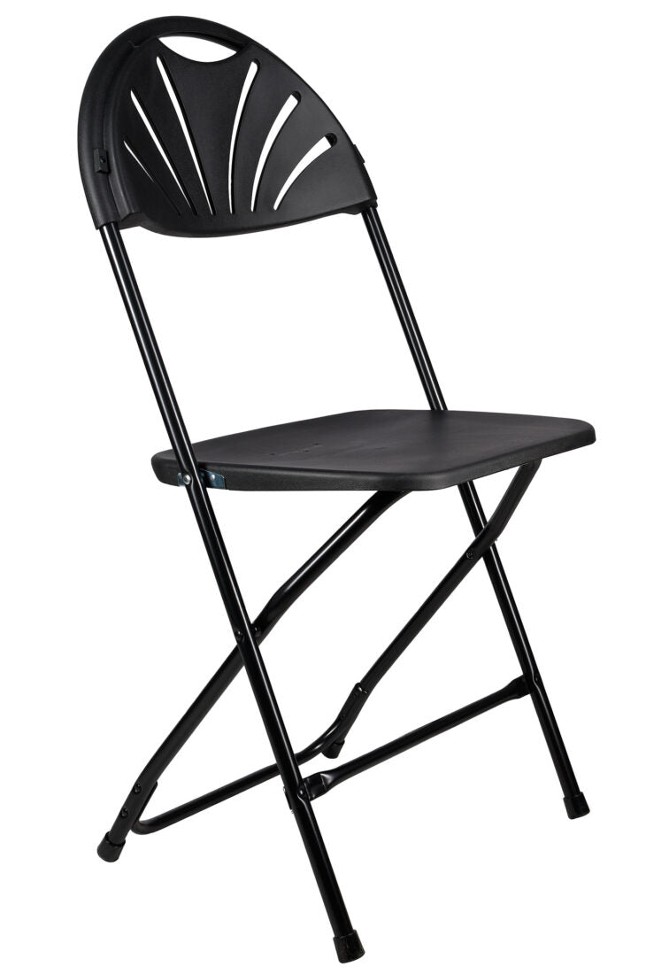 Black Fan Back Folding Chair (Steel-Poly Chair) by Chiavari CFPB-FAN-CX-T