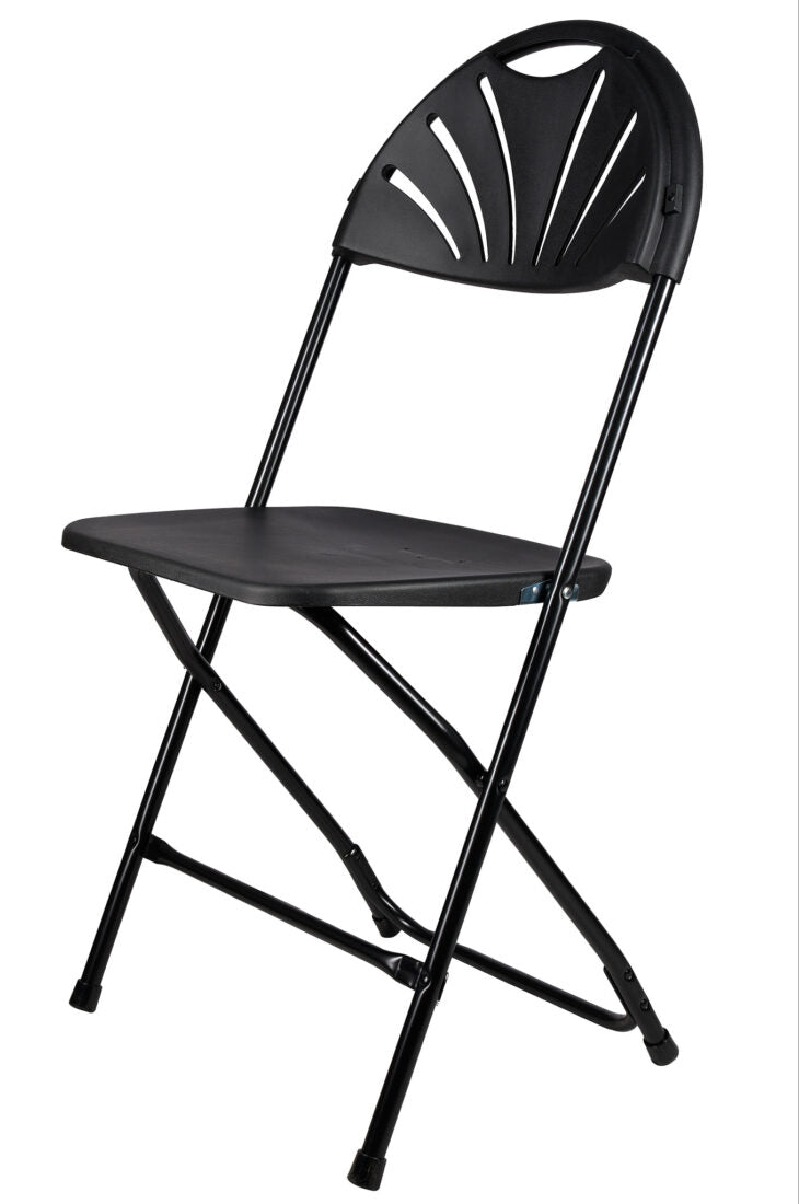 Black Fan Back Folding Chair (Steel-Poly Chair) by Chiavari CFPB-FAN-CX-T