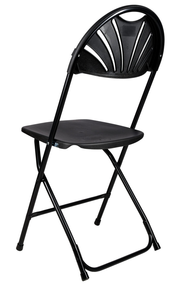 Black Fan Back Folding Chair (Steel-Poly Chair) by Chiavari CFPB-FAN-CX-T