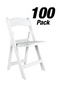 100 Chair Pack, White ToughResin Folding Chair by Chivari, Minimum 650 lbs CFRW-CX-T-100