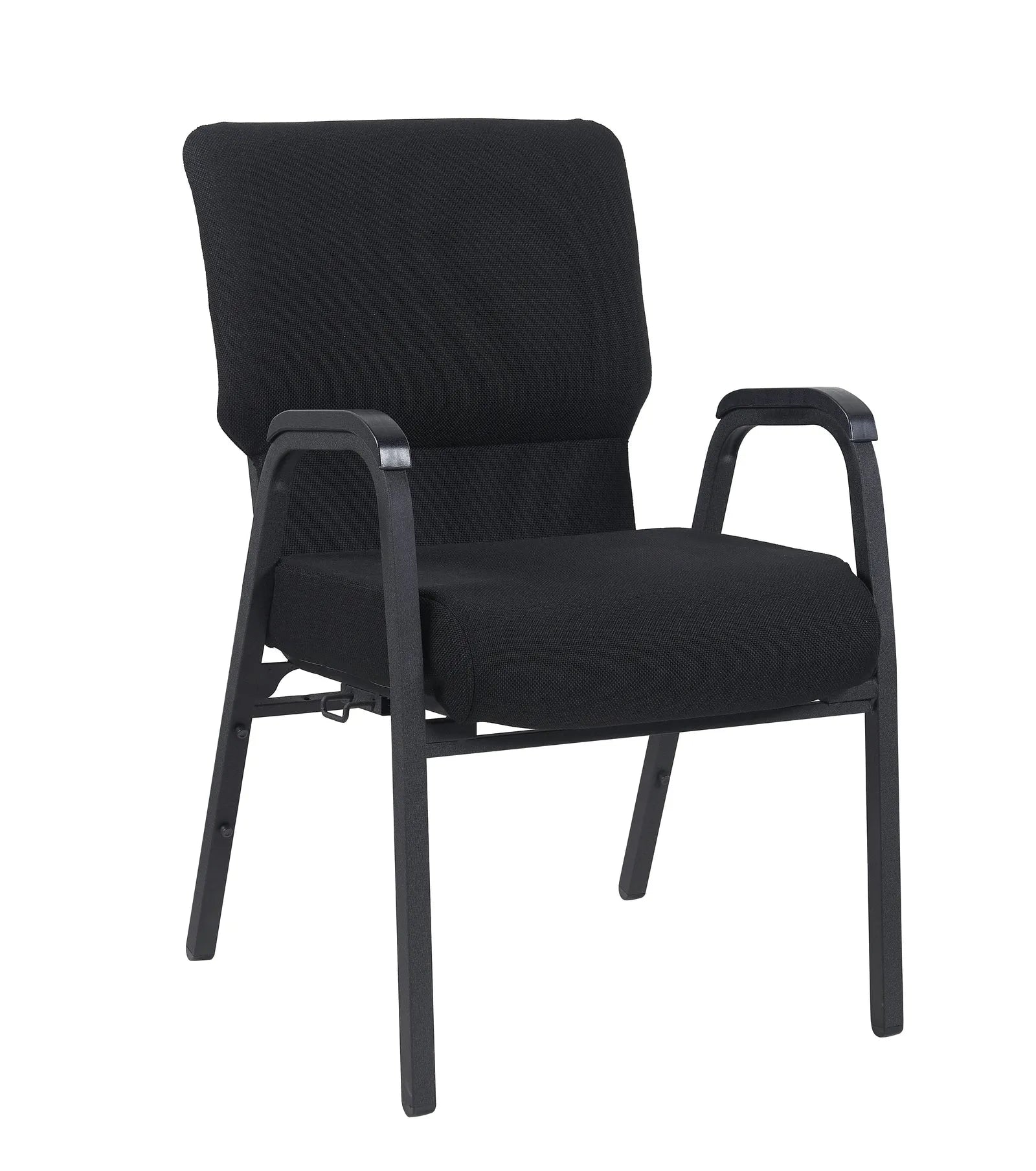 Black Fabric Church Chair with Dual Arms Cut Away Back 20.5