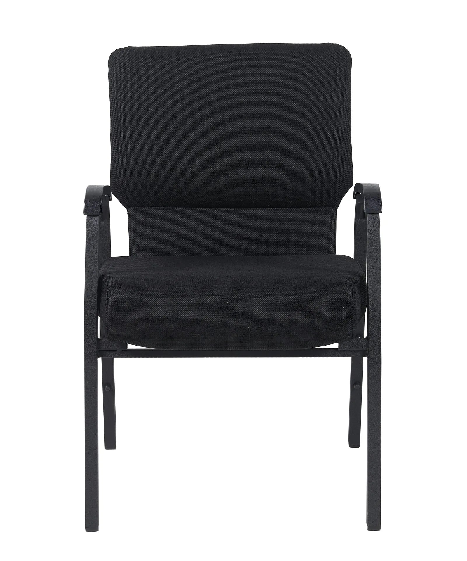 Black Fabric Church Chair with Dual Arms Cut Away Back 20.5" on Black Frame